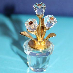 Swarovski Flower Pot Gold coated figurine